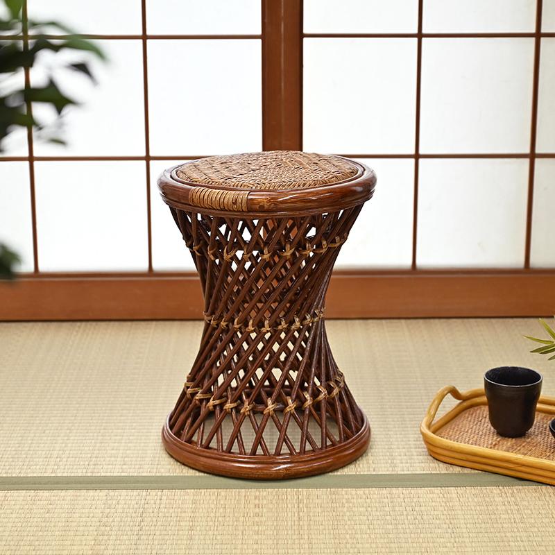 サンフラワーラタン ラタンあじろ編みスツール C4141CR 高さ43cm