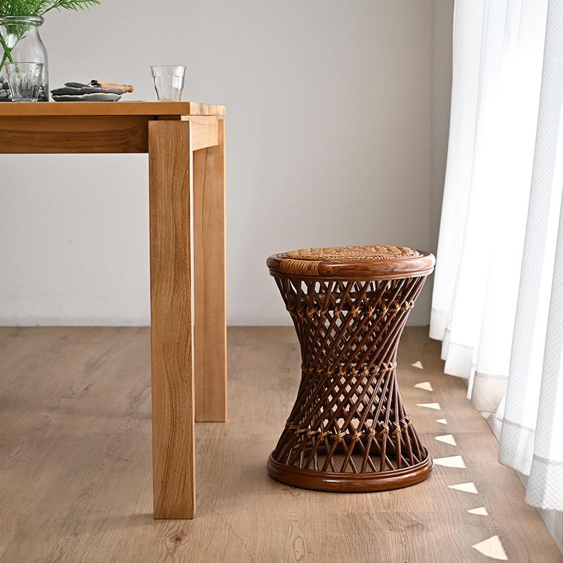 サンフラワーラタン ラタンあじろ編みスツール C4141CR 高さ43cm