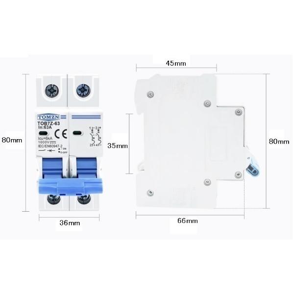 2P DC 1000V32A ソーラーサーキットブレーカー MCB for PV System