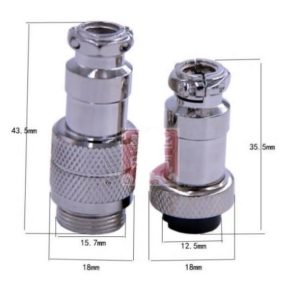 1ペアGX16 16mm 7ピン メタルコネクターオスプラグ＋メスプラグ