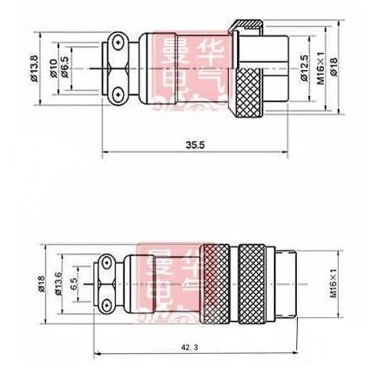 1ペアGX16 16mm 7ピン メタルコネクターオスプラグ＋メスプラグ