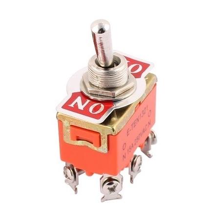 6PダブルON-OFF-ONトグルスイッチ1322（オルタネイト）250V/15A