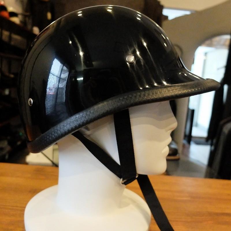 ジョッキータイプ ハーフヘルメット 装飾用 つやありブラック : 黒革