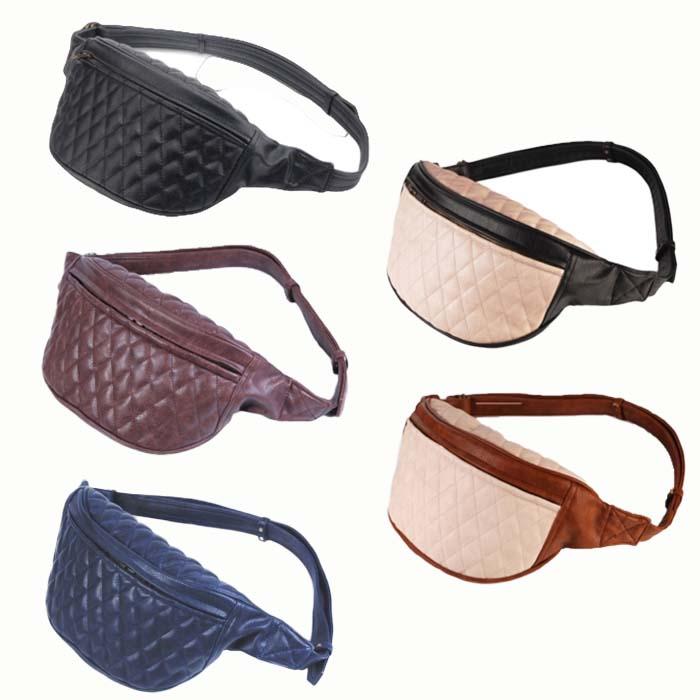 DIN MARKET FANNY PACK ファニーパック ボディーバッグ 5色 ブラック アイボリー ブラウン ラッセルブラウン ネイビー シンセティックレザー｜kurokawa96｜03