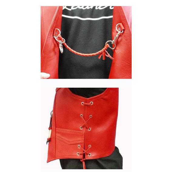 HEAVY Red Label オイルドレザーベスト BLACK/RED/TAN : 黒革レザー