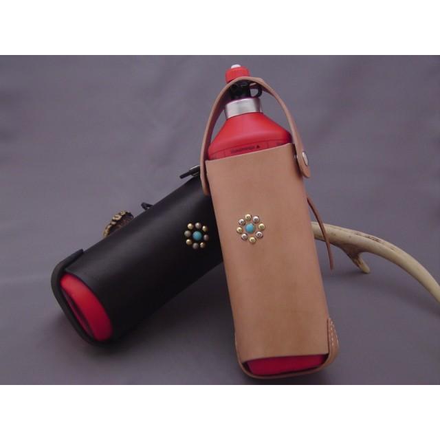 黒革レザークラフト ヒューエルボトルホルダー HY-I : 黒革レザー