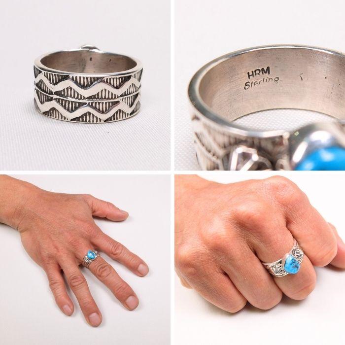 21号 リング インディアンジュエリー ナバホ族 ヘンリーマリアーノ（HENRY MARIANO）キングマンターコイズ  スターリングシルバー 指輪  INDIAN JEWELRYの画像