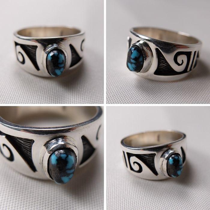 22.5号/希少/ランダーブルーターコイズ/INDIAN JEWELRY/ルシンダテイラー/Lucinda Taylor/オーバーレイ/リング/STERLING/シルバー/SILVER 925/lander blueの画像