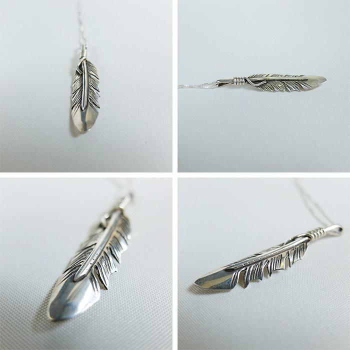 INDIAN JEWELRY フェザーシルバーネックレス チェーン付き STERLING 