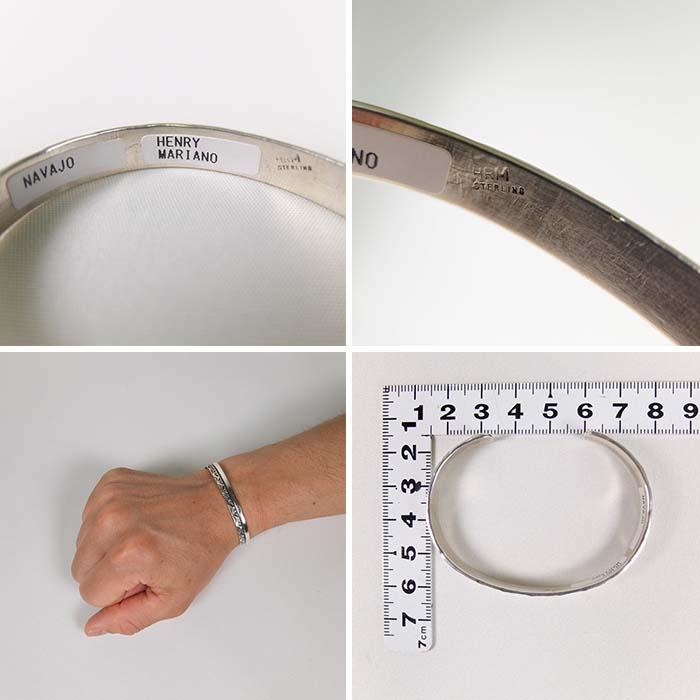 ナバホ族 インディアンジュエリー HENRY MARIANO シルバー バングル