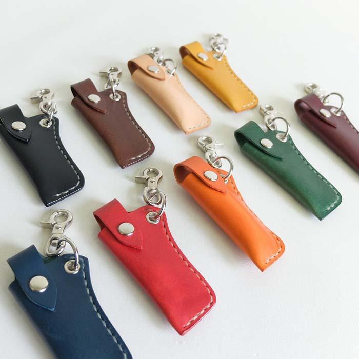 黒革レザークラフト【刻印無料】本革リップケース（LP-1） : 黒革