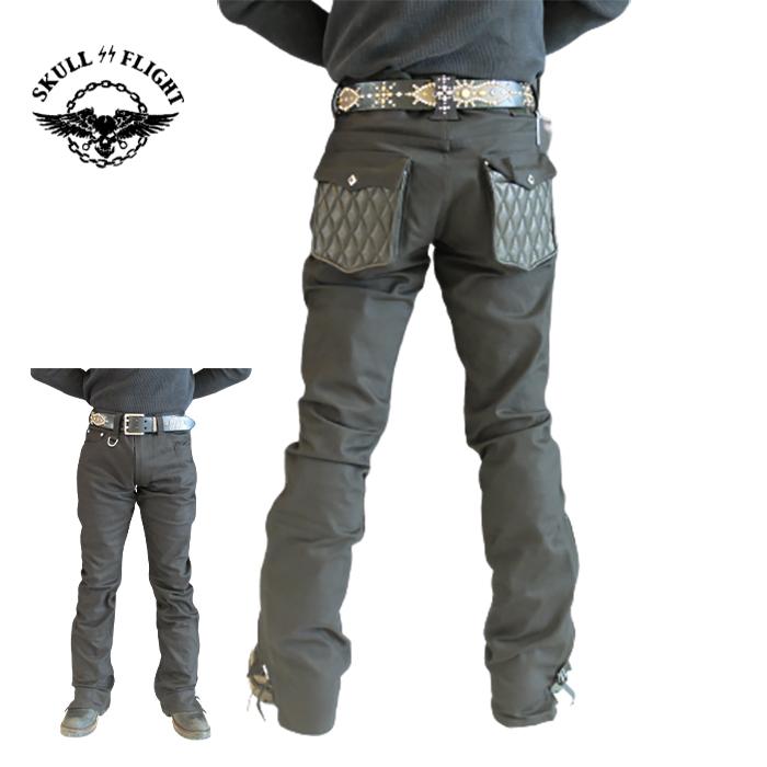 SKULL FLIGHT FLIGHT SS PANTS Type2 ストレッチレザーポケット