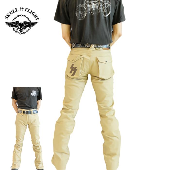 SKULL FLIGHT SS PANTS type2 ベージュ ブーツカット SKULL FLIGHT（スカルフライト） SS PANTS Type2 ストレッチブーツ