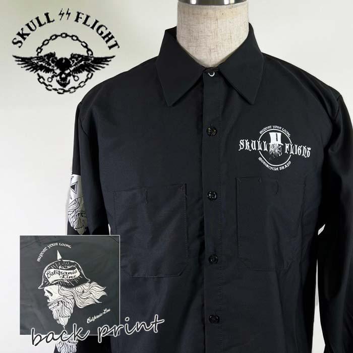 SKULL FLIGHT（スカルフライト） 長袖 ワークシャツ スカル CALIFORNIA