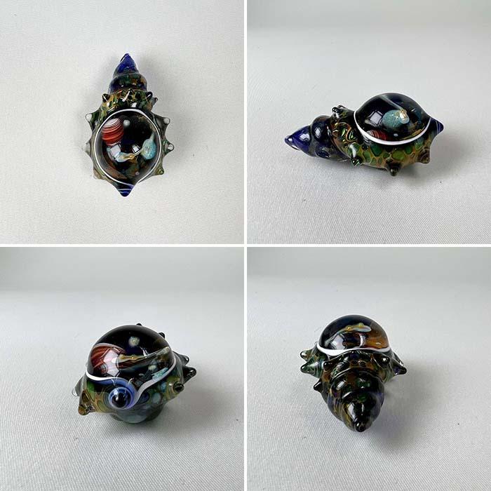 TOMOMATSU GLASS WORKS/ガラスペンダントトップ/巻貝 宇宙タイプ