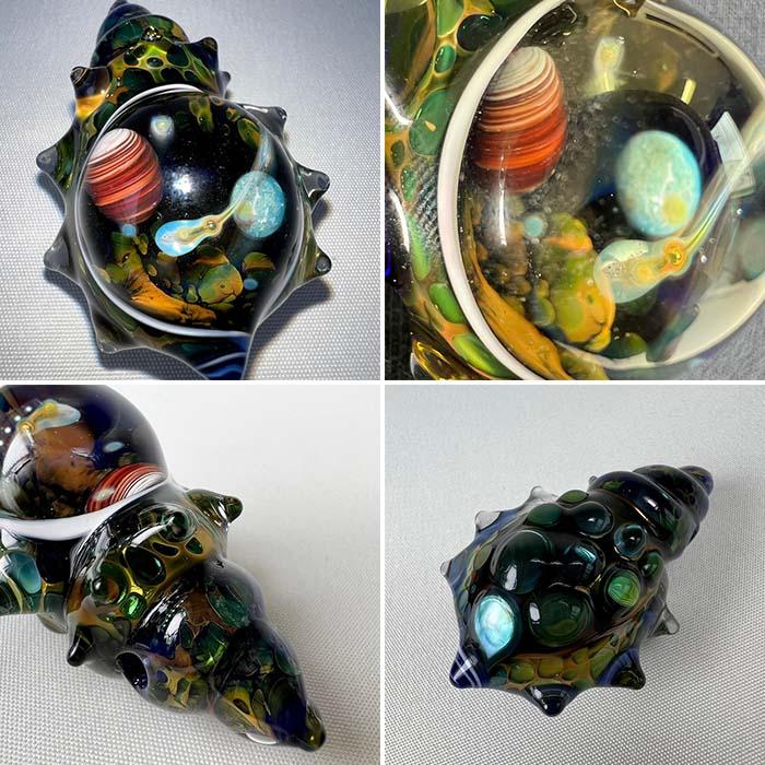 TOMOMATSU GLASS WORKS/ガラスペンダントトップ/巻貝 宇宙タイプ