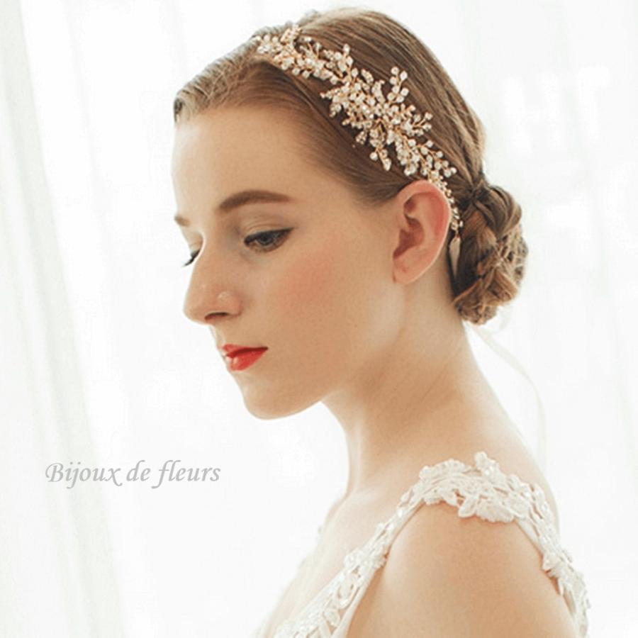 ヘッドドレス ウェディング リボンカチューシャ フラワーモチーフ ゴールド 花嫁 ブライダル F670 ビジュー デ フルール 通販 Yahoo ショッピング