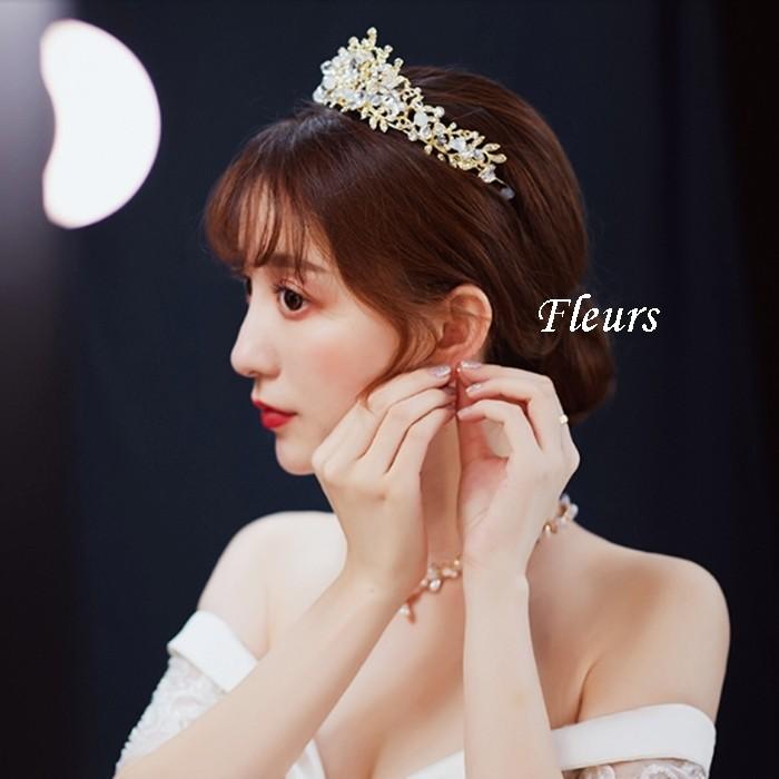 ウェディングティアラ ブライダル ゴールド ティアラ クリスタル 安い 豪華 上品 F714 ビジュー デ フルール 通販 Yahoo ショッピング