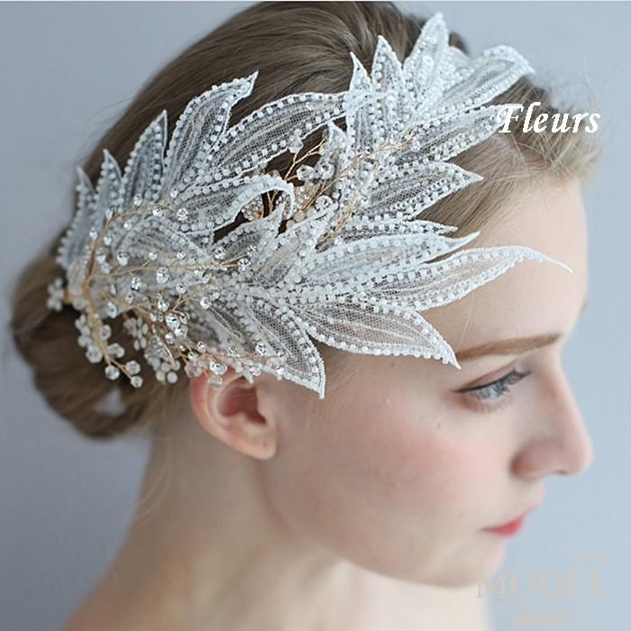 ウェディング レース ヘッドドレス おすすめ 豪華 ヘアーアクセサリー F737 ビジュー デ フルール 通販 Yahoo ショッピング