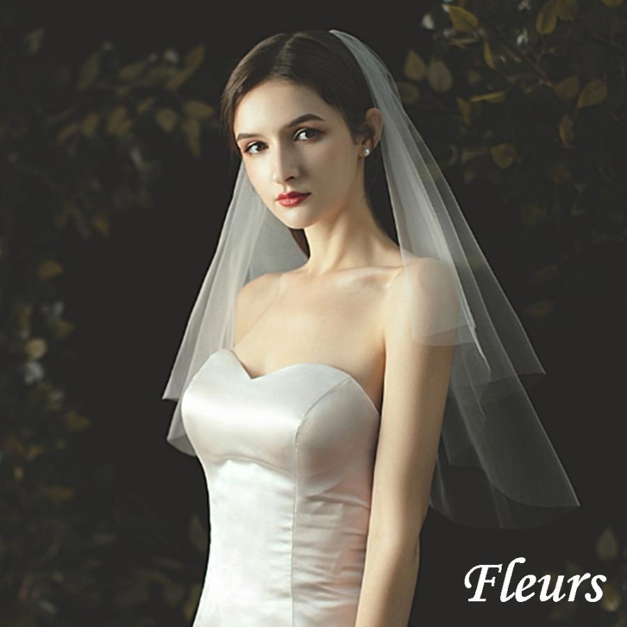 ウェディングベール ショート丈 人気 ブライダルベール メタルコーム付き F745 ビジュー デ フルール 通販 Yahoo ショッピング