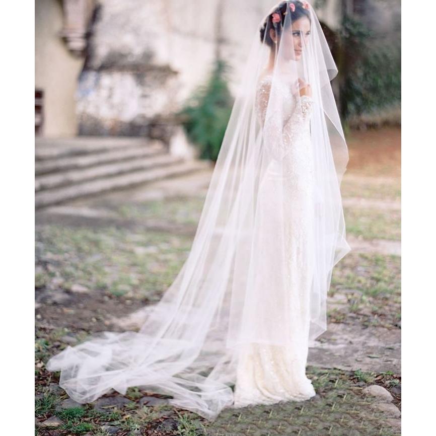 ウェディングベール3m ロング 手作りベール 結婚式 教会挙式 メタルコーム付き K409 ビジュー デ フルール 通販 Yahoo ショッピング