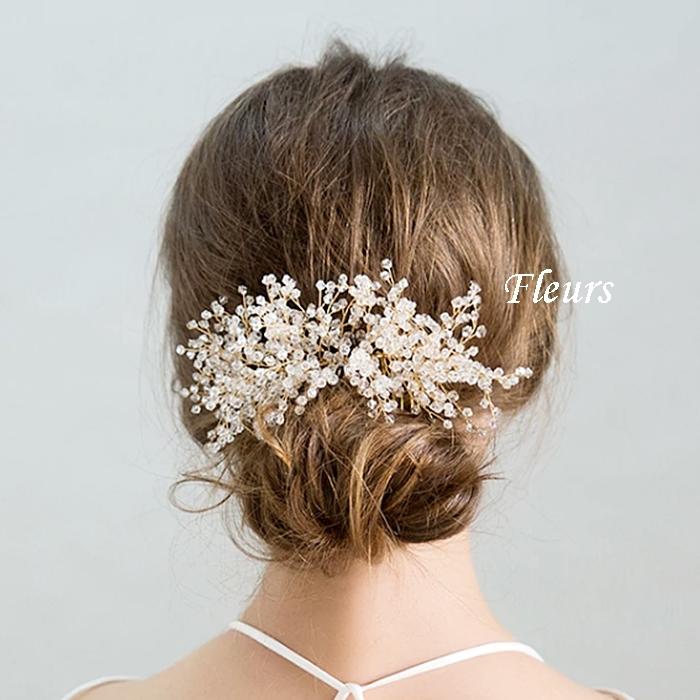 ヘッドドレス 髪飾り おすすめ ヘアアクセサリー ウェディング 髪留め クリスタルビーズ コーム 結婚式 K606 ビジュー デ フルール 通販 Yahoo ショッピング