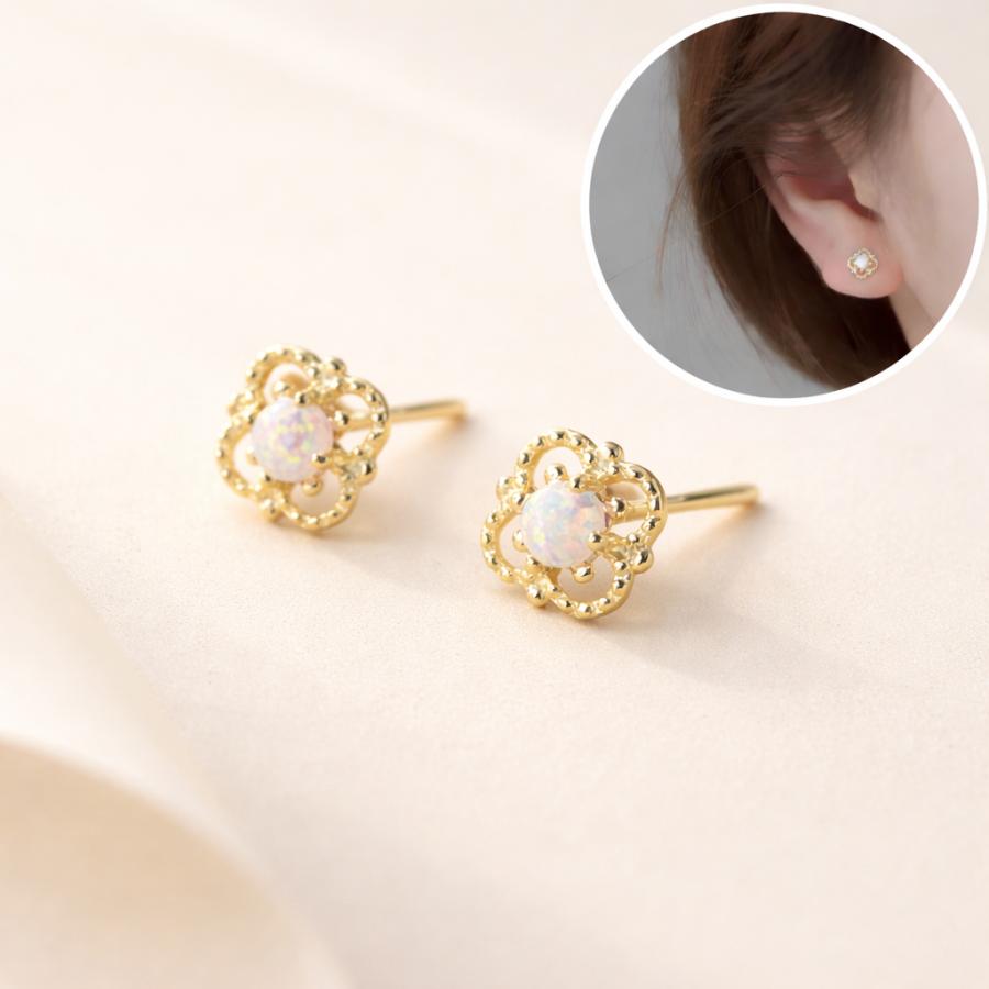 ピアス レディース 小ぶり フラワー ゴールド シンプル 上品 