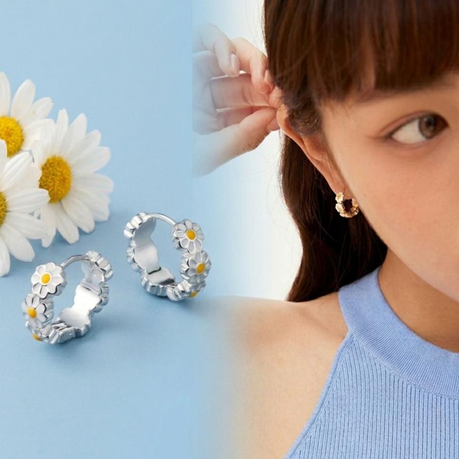 デイジー ピアス 小ぶり 14mm フープ レディース シルバー925 仕上げ