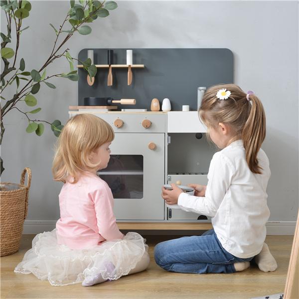 最初の 調味料 調理器具付き 台所 誕生日 木製 キッチン おままごと 食材 おもちゃキッチン コンロミニキッチン 知育玩具 クッキングトイ カラー ホワイト Raffles Mn