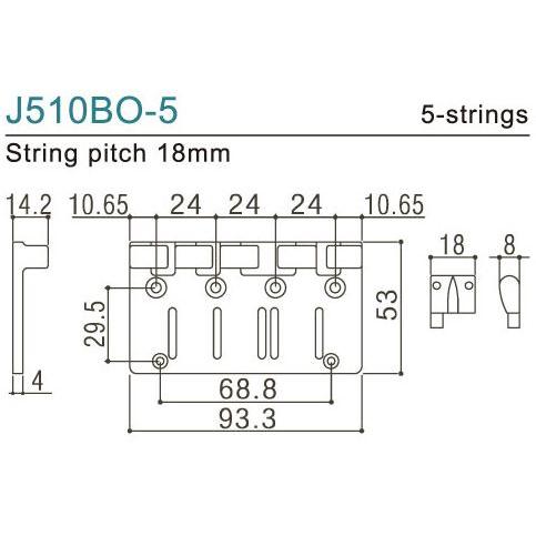《期間限定！ポイントアップ！》Gotoh / ゴトー  Bass Bridge Multi-Tonal Series J510BO-5 (X Chrome) (ベースパーツ/ブリッジ)の画像