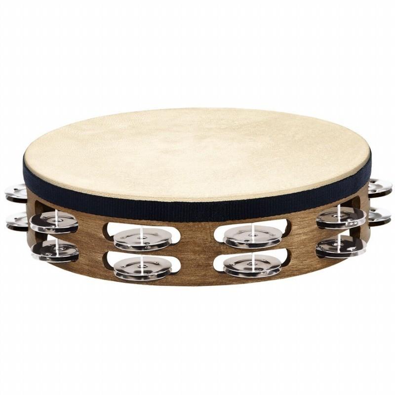 Meinl マイネル Headed Wood Tambourines Traditional Goatskin Wood Tamburine, Stainless Steel Jingles TAH2WB  2 row[TAH2WB ] (タンバリン)｜kurosawa-music