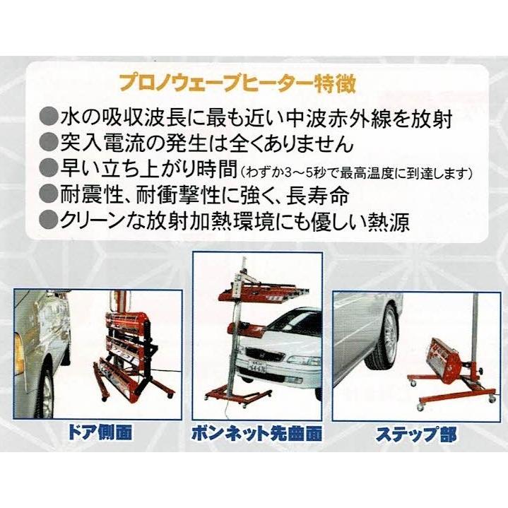 自動車塗装乾燥機 プロノウエーブヒーター 3灯式 自動車鈑金塗装