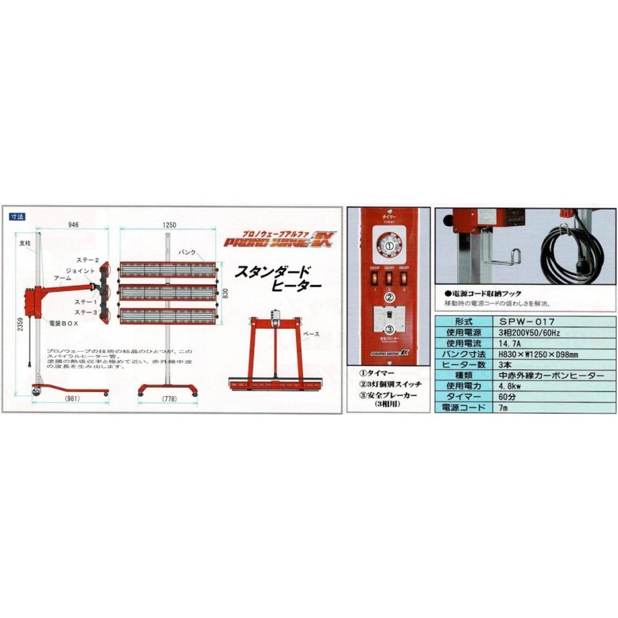 最終値下げメーカー品板金塗装乾燥機 自動車塗装乾燥機 プロノウエーブヒーター 3灯式 自動車鈑金塗装