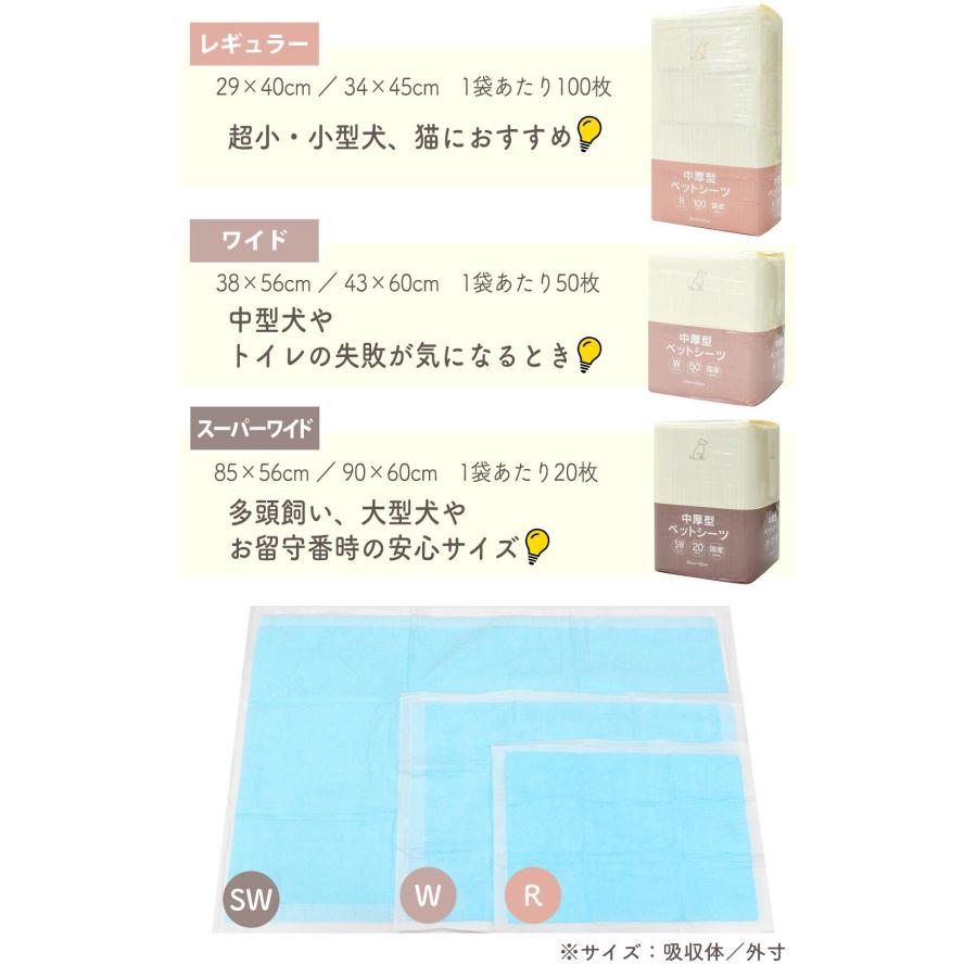 中厚型ペットシーツ レギュラー ワイド スーパーワイド 1ケース 【犬用】 トイレシート まとめ買い オリジナル ペットシート トイレシーツ |  | 10