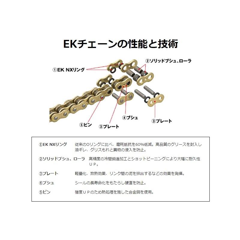 送料無料 ホンダ CBX400F ( 1981年〜1984年 モデル ) ブラック ＆ ゴールド カラー / 純正長 ドライブチェーン / EK 520SRX2 (BK;GP) 104L / 江沼 QXシール｜kurrku1｜05