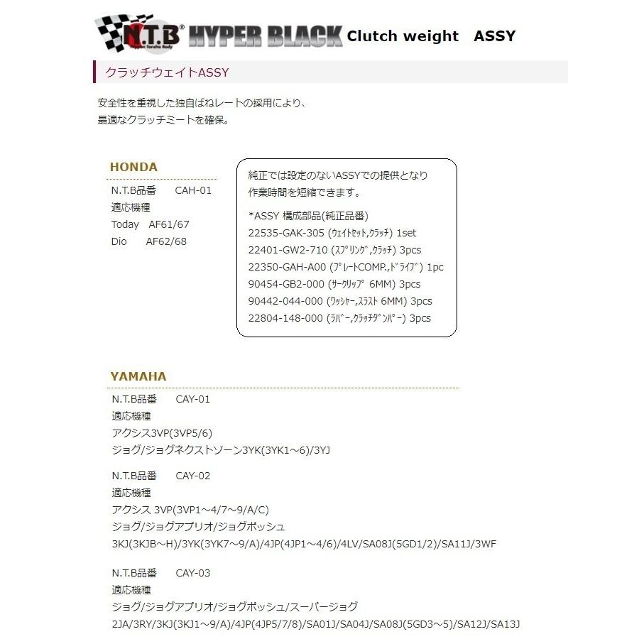 ヤマハ SUPER JOG ZR / スーパージョグ ZR ( 3YK ) 純正互換 クラッチウェイト アッシー セット / NTB CAY-02 / YAMAHA 3GF-16620-01,3VP-16620-00 互換品｜kurrku1｜02