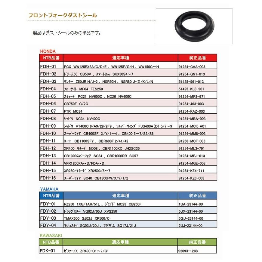 送料無料 1台分 ホンダ FORZA Z / フォルツァ Z ( MF10 ) フロント フォーク オイルシール ダストシール セット / NTB FOH-09S / HONDA 51490-KVZ-631 互換｜kurrku1｜04