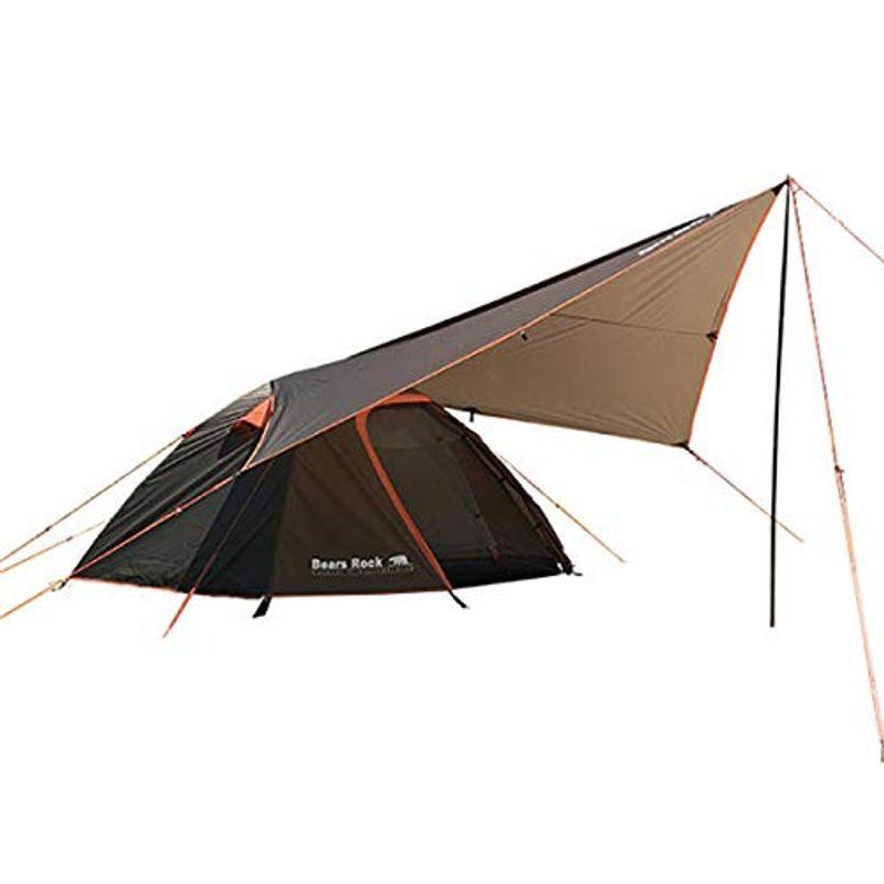 Bears Rock ベアーズロック ハヤブサテントタープセット 4人用 ドームテントTMSQT-401フライシート 防水 (カーキ)
