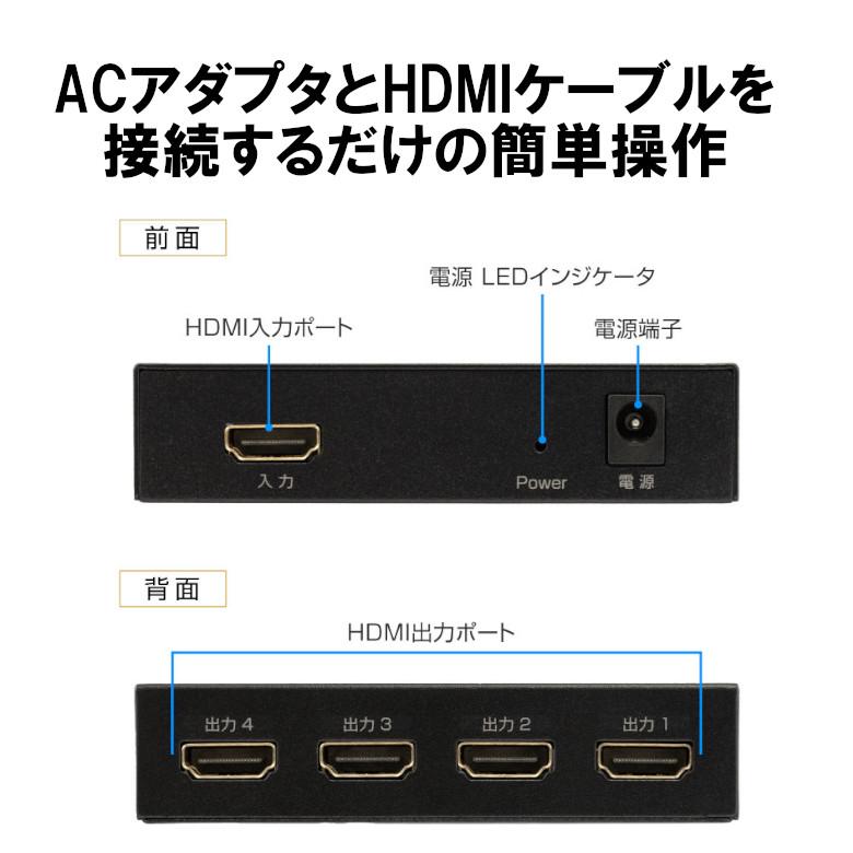 HDMIスプリッター HDMI分配器 4K 1入力4出力 グリーンハウス GH-HSPH4-BK/0069/送料無料メール便 箱畳む｜kurukumin2002｜10