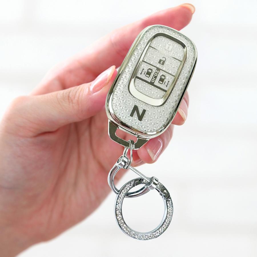 ラインストーン入り キーリング キーホルダー キーケース シルバー