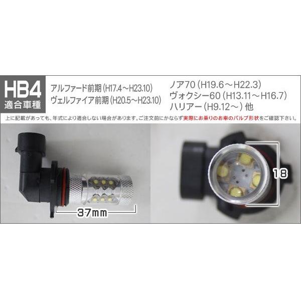 アルファード 10系 後期 20系 前期 HB4 LED フォグ CREE製 フォグランプ HB4 LED ホワイト 2個set 爆光80W｜kuruma-com2006｜02