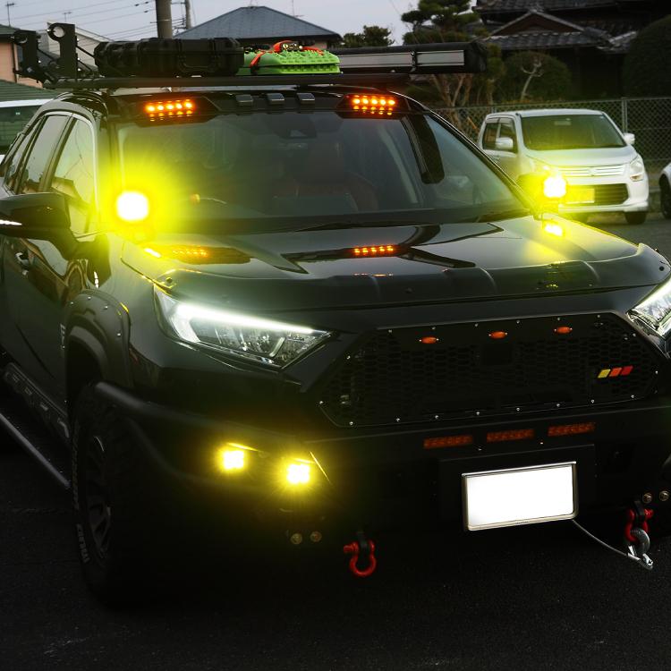 LEDワークライト 12V/40W 丸型 4灯 汎用 車 軽トラ 角度調整 作業灯