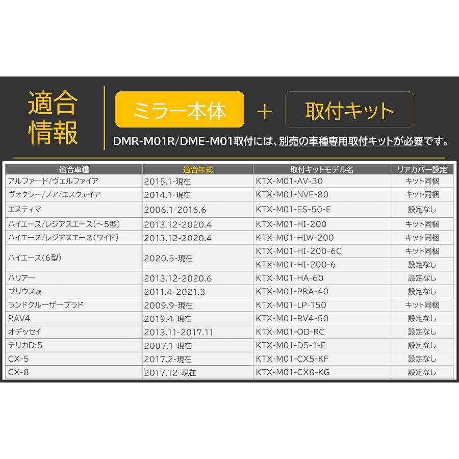 アルパイン ALPINE KTX-M01-HI-200-6C デジタルミラー 車種専用取付キット ハイエース(6型)(2020.5-現在) |  | 01