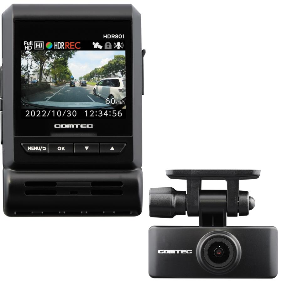 コムテックドライブレコーダーHDR801前後2カメラ2.4インチフルカラー 