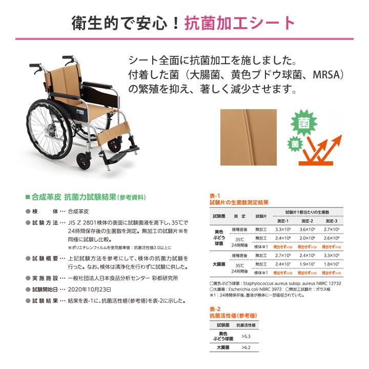 車椅子 STR-1 サニタリー車いす 抗菌加工シート スタンダード 自走型 ミキ 車いす CJ01070 UL-517542_2