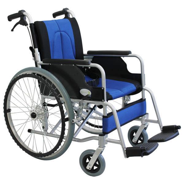 車椅子 軽量 折りたたみ車いす ノーパンクタイヤ仕様 CUKY-870 青 痛く