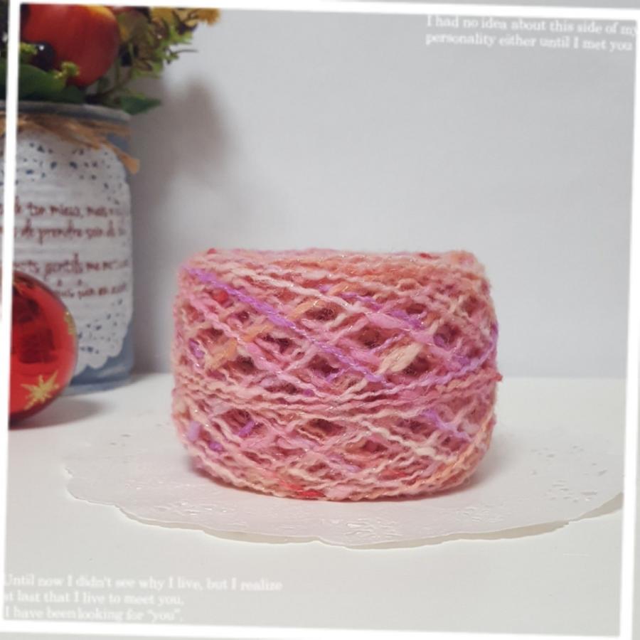 素材糸 手染め カラフル ウール 毛糸 秋冬 ラメ入り 引き揃え 添え糸