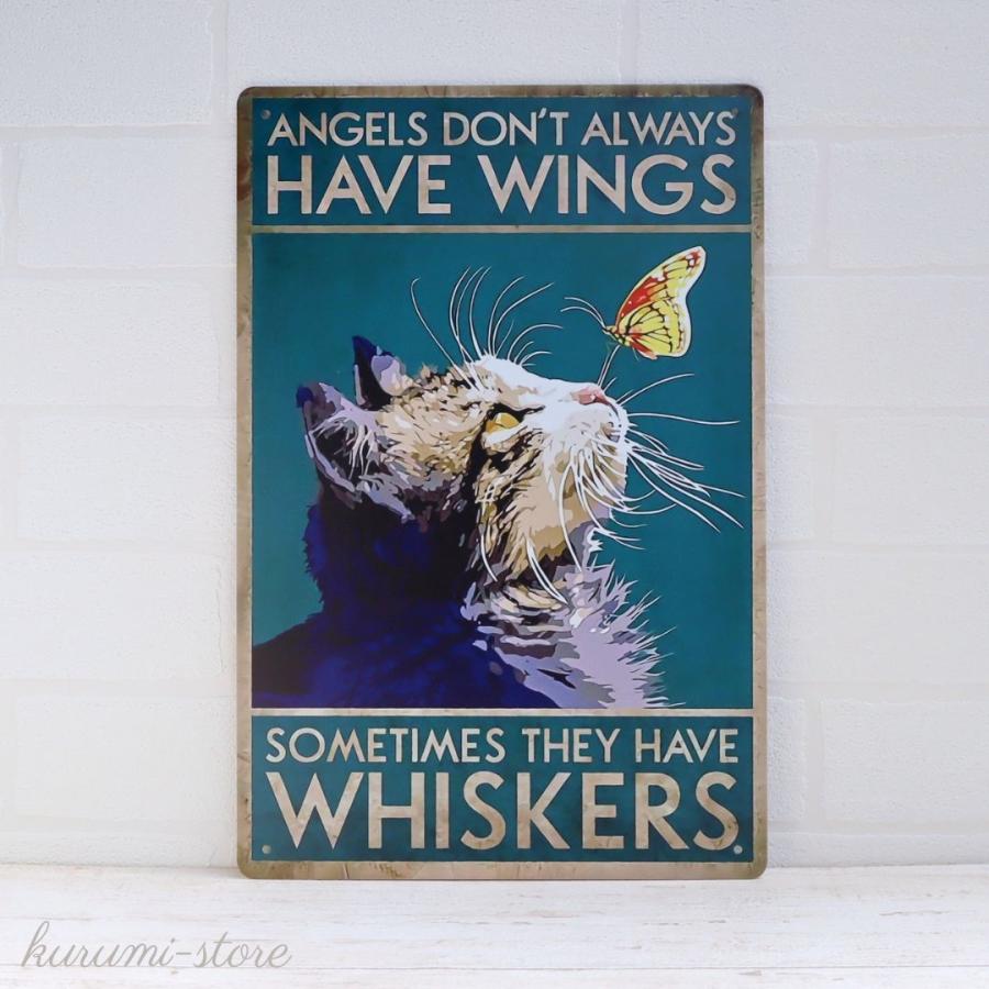 ブリキ看板 ウェルカムボード 猫 蝶 チョウ ねこ ネコ レトロ サイン