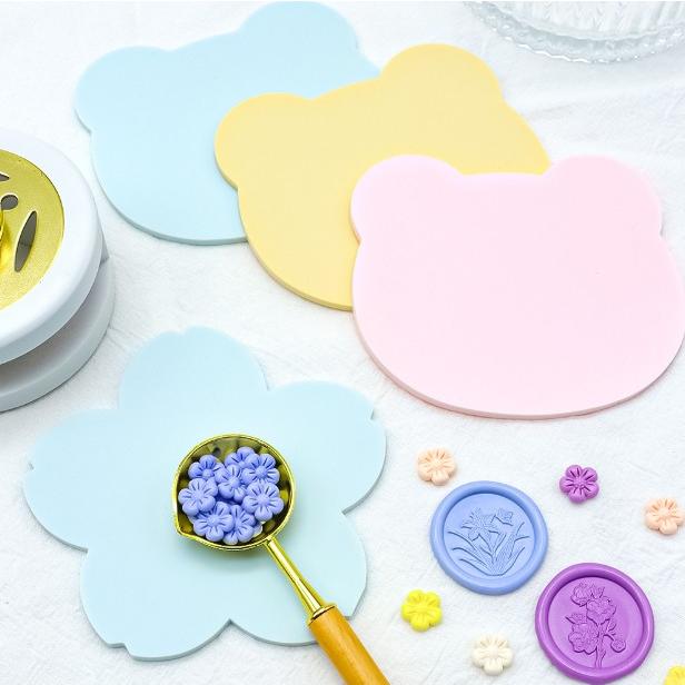 シリコンマット スタンプ台 リンゴ クマ 桜 小鳥 シリコン プレート