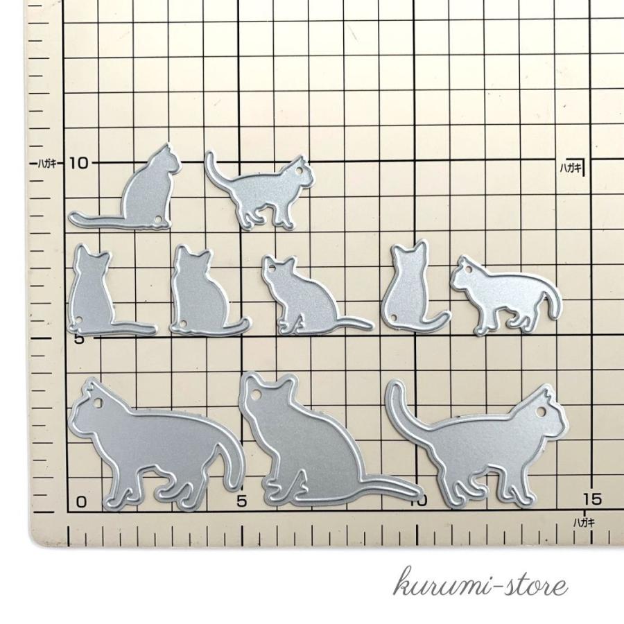 カッティングダイ 猫 ネコ ねこ 10匹 動物 アニマル ペーパークラフト 